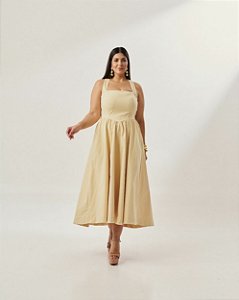 Vestido Midi Alfaiataria Quality Moda Plus Size Quebela Primavera