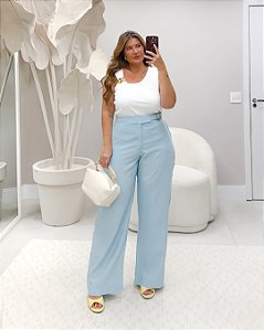 Calça Pantalona Azul Quality Moda Plus Size Duas Primavera