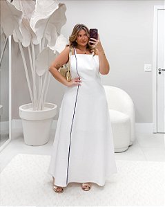 Vestido Longo Listra Off White Quality Moda Plus Size Duas Primavera