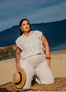 Colete Quality Moda Plus Size Miareli Primavera
