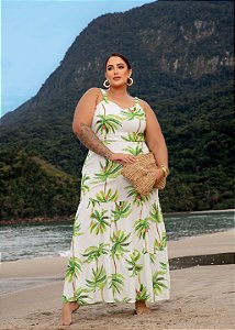 Vestido Longo Coqueiro Quality Moda Plus Size Miareli Primavera