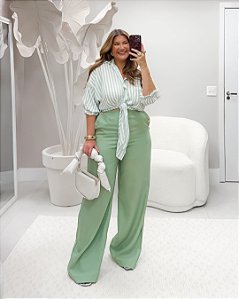 Calça Botões Dourados Quality Moda Plus Size Milanjus Primavera