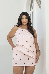 Conjunto Blusa e Saia Short Poá Quality Moda Plus Size Divas Primavera loja