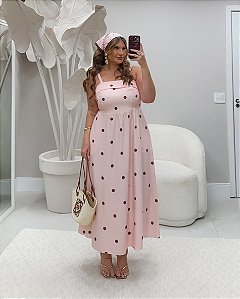 Vestido Midi Poá Quality Moda Plus Size Divas Primavera loja