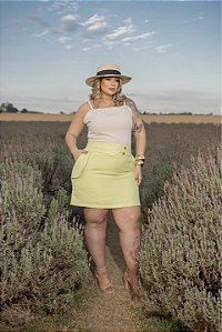 Saia Short Lapela Quality Moda Plus Size Milanjus Primavera