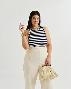 Blusa Regata Listrada Quality Moda Plus Size Quebela Primavera