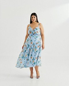 Vestido Midi Estampado Quality Moda Plus Size Quebela Primavera loja