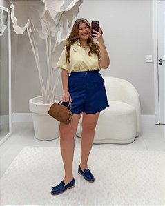 Shorts Linho Misto Alfaiataria Quality Moda Plus Size Quebela Primavera
