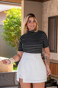 Blusa MM Listrada Preta Quality Moda Plus Size Milliossi Primavera