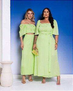 Conjunto Blusa e Saia Longa Verde Quality Moda Plus Size Preview Dub