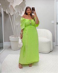 Conjunto Blusa e Saia Longa Verde Quality Moda Plus Size Duas Primavera