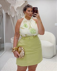 Blusa Floral Verde Quality Moda Plus Size Milanjus Primavera loja