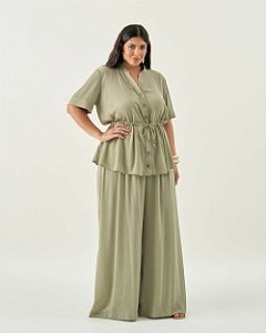 Conjunto Copacabana Verde Quality Moda Plus Size Quebela Primavera