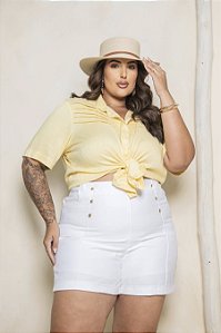 Camisa Isla Amarela Quality Moda Plus Size Milanjus Primavera