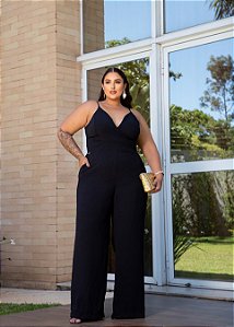 Macacão Preto Quality Moda Plus Size Milliossi Verão
