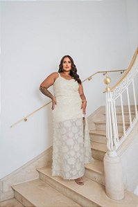 Conjunto Top e Saia Longa Fenda Natural Quality Moda Plus Size Divas Verão loja