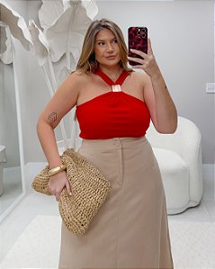 Blusa Canelada Suede Vermelha Quality Moda Plus Size Duas Verão loja