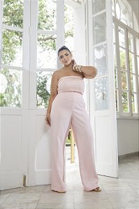 Conjunto Corselet rem Renda e Pantalona Rosa Quality Moda Plus Size Divas Verão loja