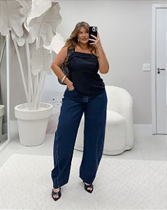 Calça Barrel Recortes Jeans Quality Moda Plus Size Divas Verão loja