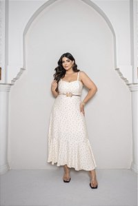 Vestido Midi Poá Brisa Natural Quality Moda Plus Size Divas Primavera loja