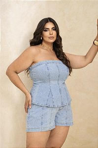 Tomara que caia Jeans Quality Moda Plus Size dvs Alto loja