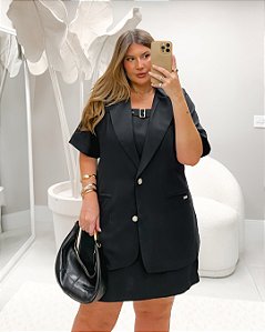 Maxi Blazer Preto Quality Moda Plus Size rml Alto