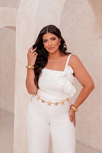 Blusa Petala Off White Quality Moda Plus Size dub Alto