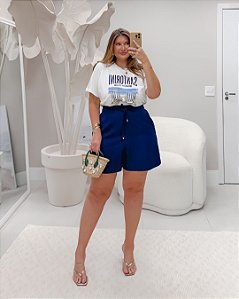 Bermuda Soft Navy Marinho Quality Moda Plus Size Alto qbl