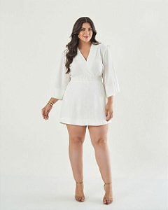 Vestido Macaquinho Off White Moda Plus Size Alto qbl