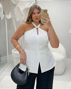 Blusa Off White Frente Única Quality Moda Plus Size rml Alto loja