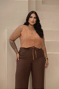 Colete Alfaiataria Ocre Quality Moda Plus Size dvs Alto
