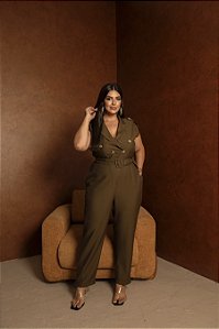 Macacão Longo Martingale Militar Quality Moda Plus Size dvs Alto