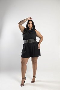 Macaquinho Preto Quality Moda Plus Size Alto mlj