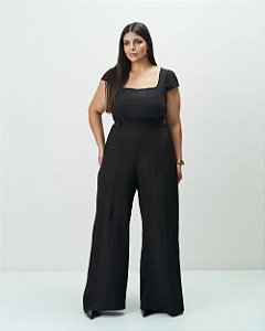 Macacão Workwear Preto Moda Plus Size Alto qbl