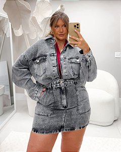 Jaqueta Jeans Black Estonado Quality Moda Plus Size dvs Outono loja