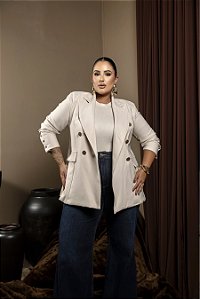 Blazer Alfaiataria Botões Frontais Natural Quality Moda Plus Size dvs Outono
