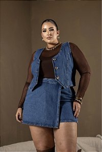 Colete com Botões Blue Jeans Quality Moda Plus Size dvs Outono Preview