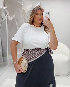 T-shirt Basic Quality Moda Plus Size dub outono