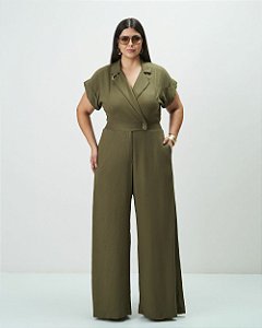 Macacão Recorte Verde Quality Moda Plus Size Outono qbl Preview