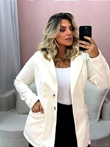 Casaco Lã Batida Off white Quality Moda Plus Size rml Outono loja