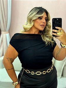 Blusa MM Tule Preta Quality Moda Plus Size rml Outono loja
