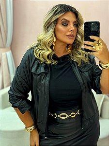 Jaqueta Couro PU Preta Quality Moda Plus Size rml Outono Preview
