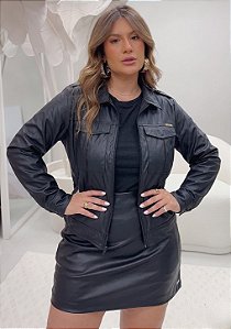 Jaqueta Couro PU Preta Quality Moda Plus Size rml Inverno loja