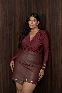 Body Transpassado Manga Longa Wine Quality Moda Plus Size dvs Outono Preview