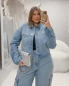Jaqueta Jeans Denim Clássica Encurtada Quality Moda Plus Size dvs Outono Preview