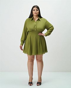 Vestido Camisa Verde Quality Moda Plus Size Outono qbl Preview