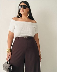 Blusa Canelada MM Off White Quality Moda Plus Size Outono qbl Preview