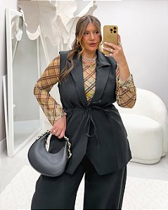 Blusa Tule Manga Longa Xadrez Verde Quality Moda Plus Size dub outono Preview