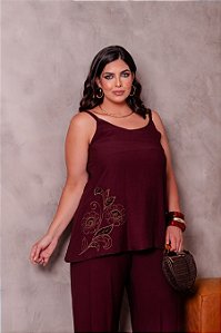 Blusa Bordada Assimétrica Marsalla Quality Moda Plus Size dub outono Preview