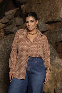 Camisa ML Bordada Mocha Quality Moda Plus Size dvs Outono Preview Cold